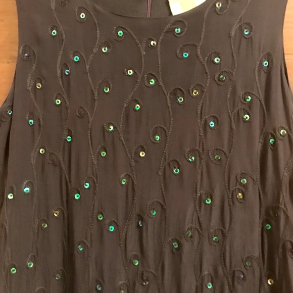 Long Purple Dress with Green Iridescent Sequins - Picture 5 of 12
